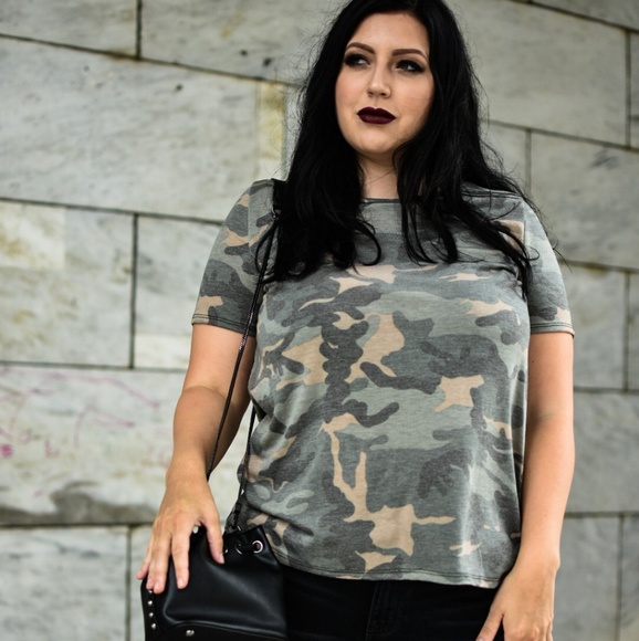 Luxe Label Tops - CAMO SLASH TEE
